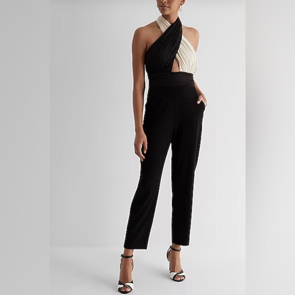 Color block halter convertible jumpsuit